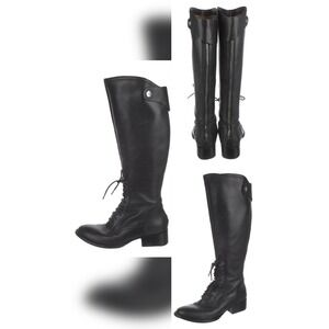 Donald J. Pliner Black Leather Tall Boots‎ | Women's 9 | Lace-Up